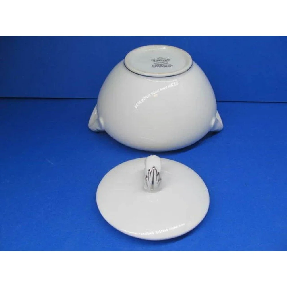 Fukagawa Japan Arita Silver Lichen Pattern 917 Covered Sugar Bowl & Gravy Boat
